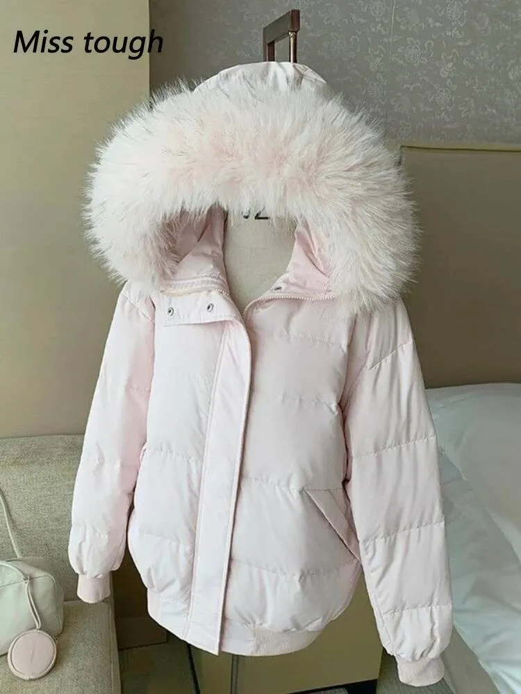 Women's Fleece Lined Y2K Jacket – Oversized Hooded Zip Coat With