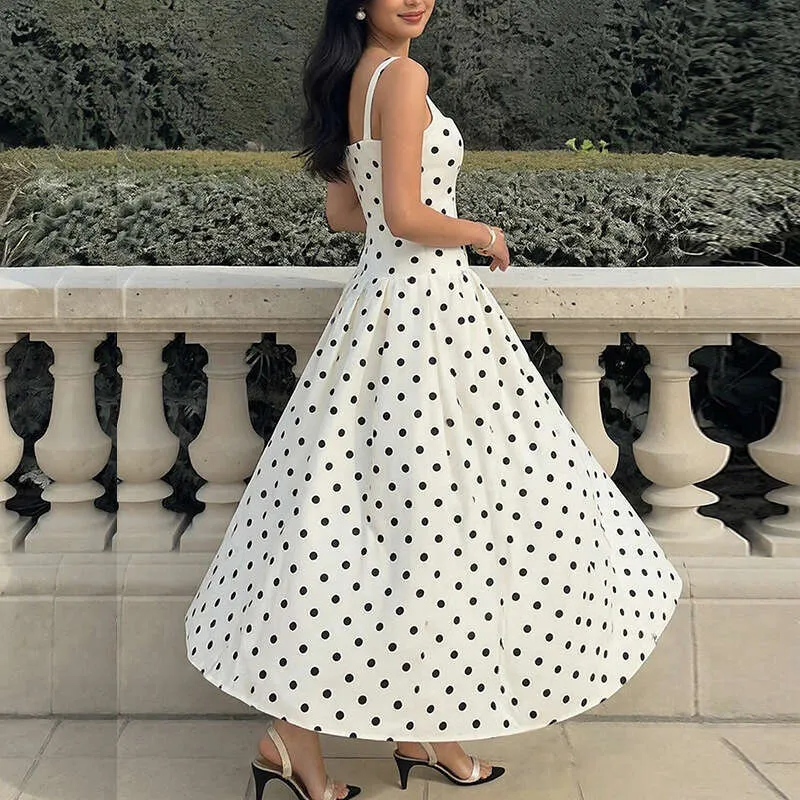 elegant polka dot dresses Dress long Black White. Dotted wrap dress. maxi dress. Short butterfly sleeves. Summer dress. Nursing Dress Boning in bodice Milumia Women's Polka Dots Maxi