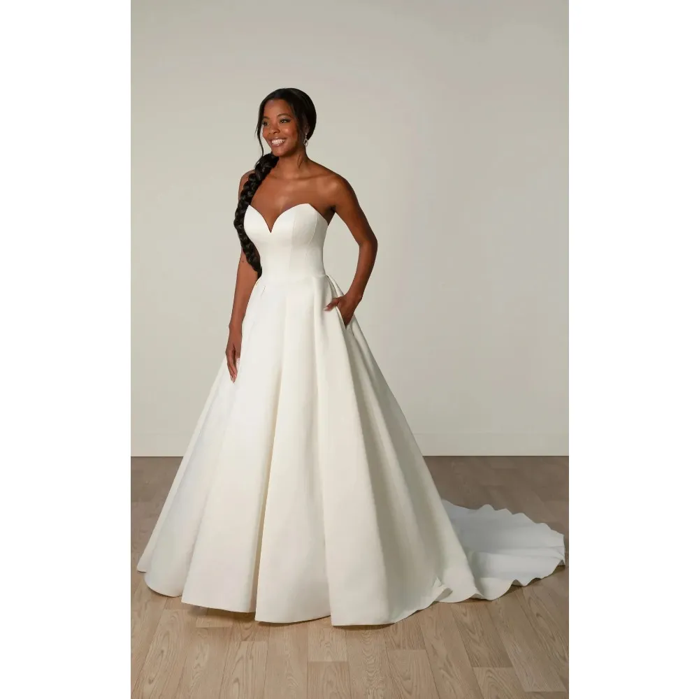 Modest Satin A Line Wedding Dresses For Black Girls With Pocket Sexy  Sweetheart Backless Simple BohoBridal Gowns Elegant 2025 Designer Brides  Robes De Mariee From 116,08  | DHgate