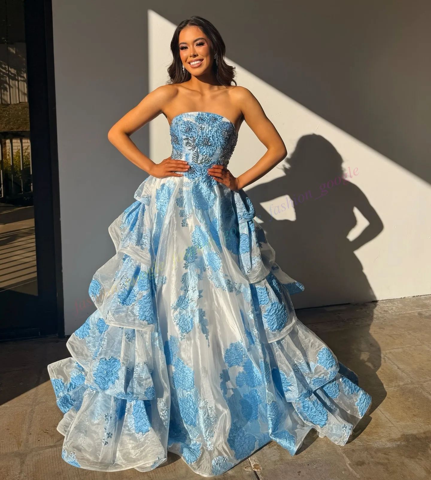 google formal dresses AP Floral Jacquard Organza Prom Rhinestone... From Fashion_google, Rs.12,972.24 weekend wear