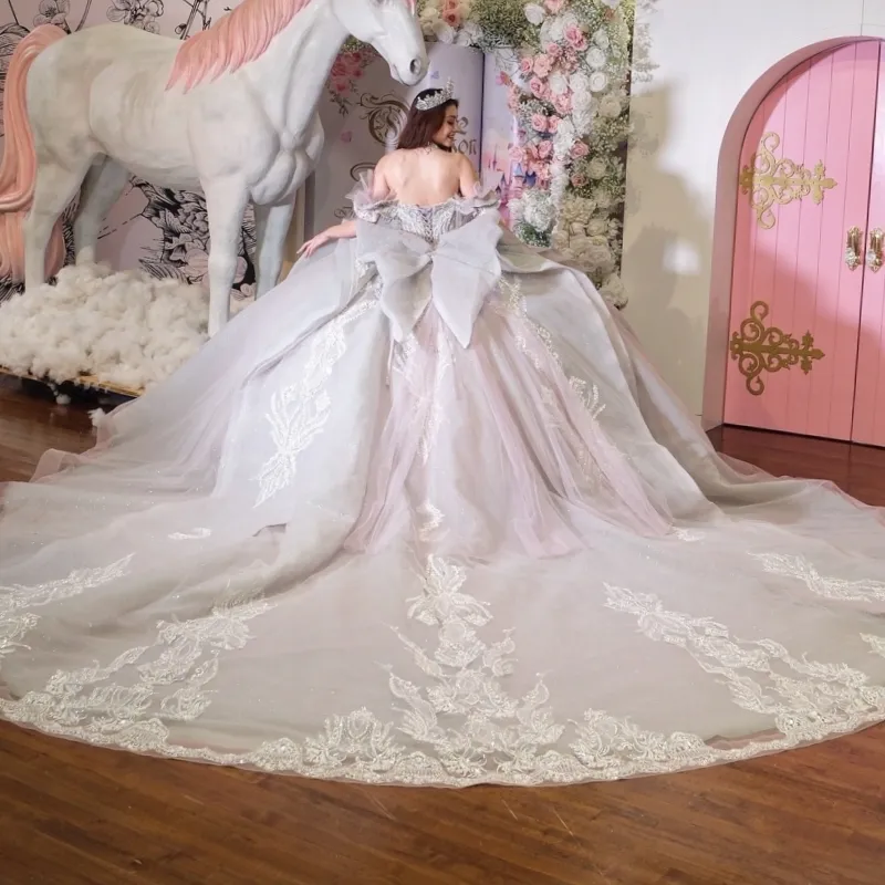 sweet 16 dresses white and pink Pink Quinceanera Dresses Ball Gown Lace Appliques Beading Sweet 16 Dress  Party