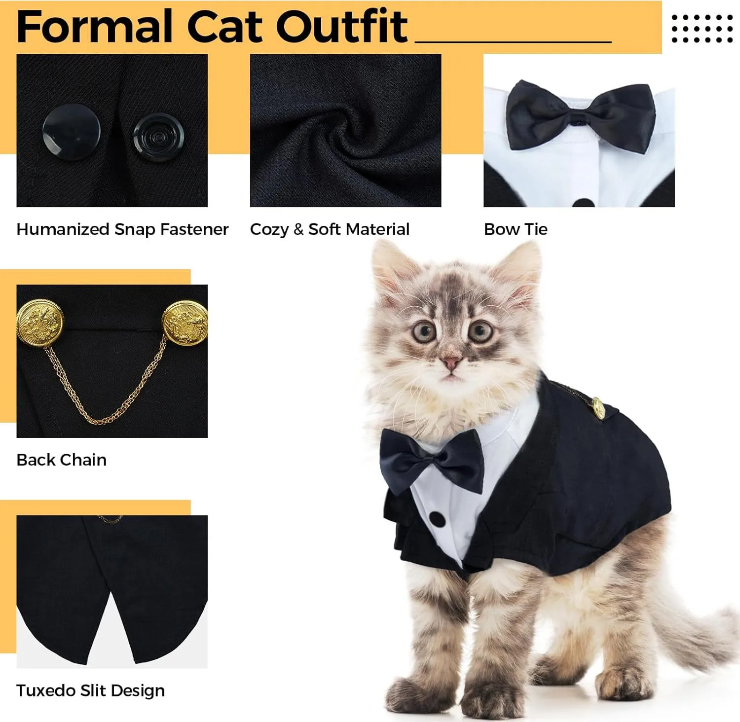 Traje Gato Elegante Clásico Lazo Negro: Viste A Tu Gatito: Elegante De 24,28 € DHgate