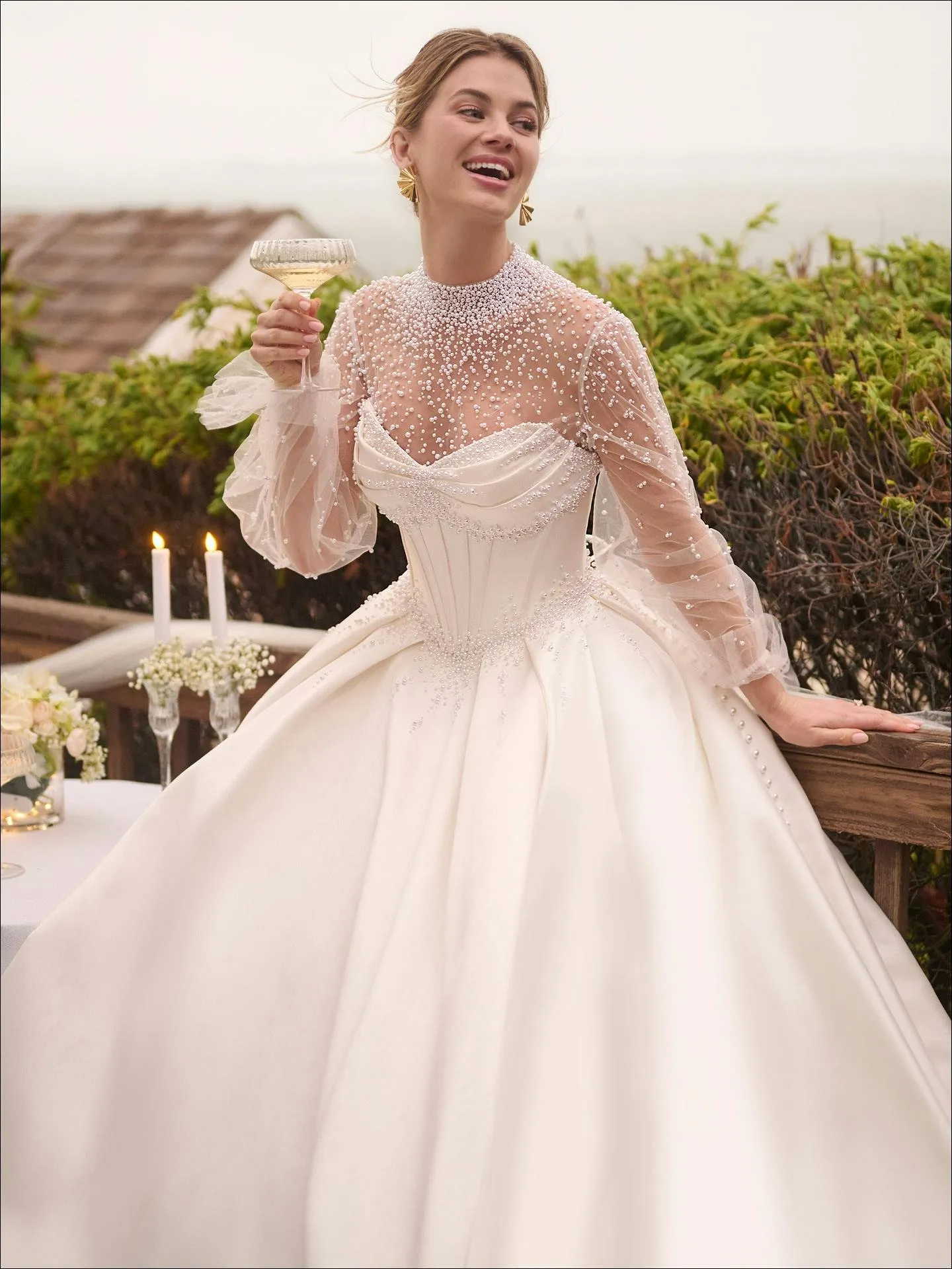 Elegant Ivory Satin Ball Gown High Neck Wedding Dress... From  Charm_custom_dress, $308.67 | DHgate.Com