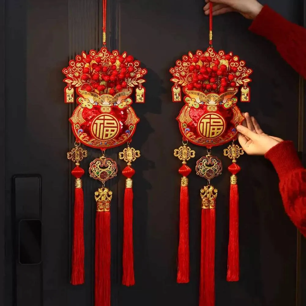 Chinese Knots Tassel Red Chinese Knot Room Wall Ornament Fu Charac 