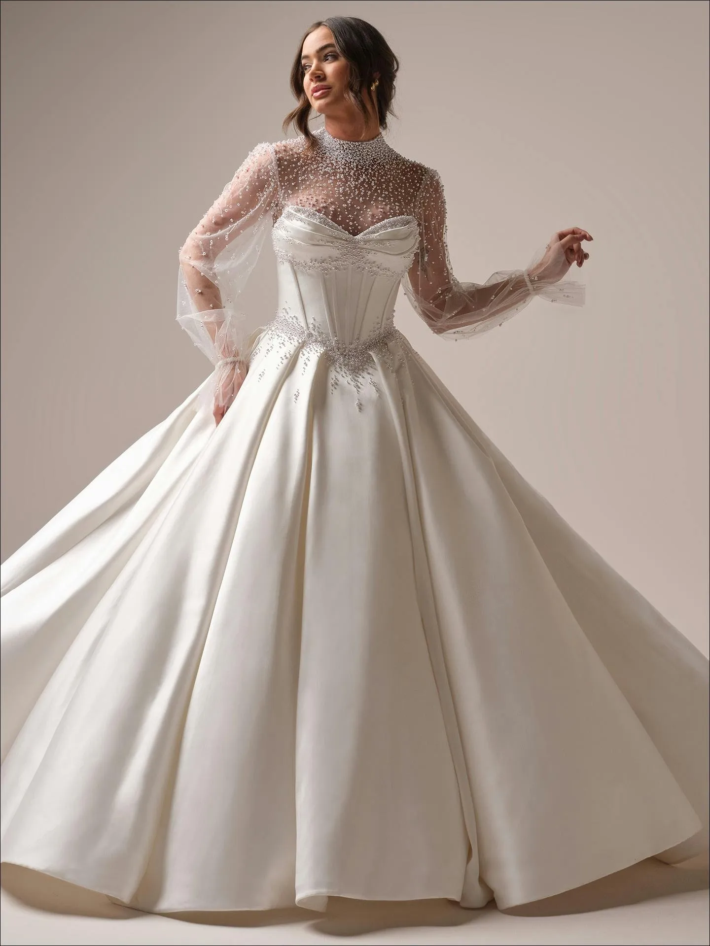 Elegant Ivory Satin Ball Gown High Neck Wedding Dress... From  Charm_custom_dress, $308.67 | DHgate.Com