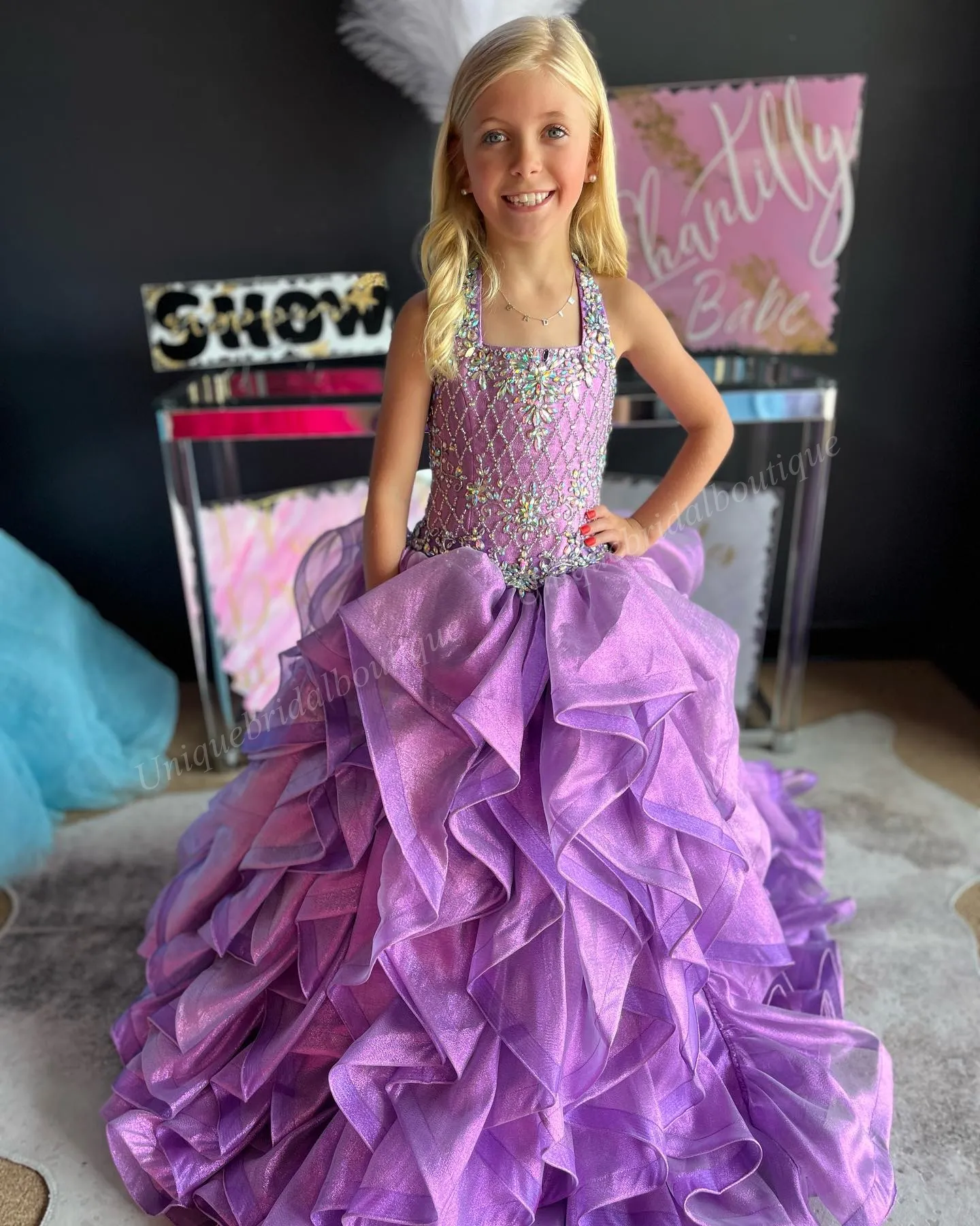 Shimmer Girl Pageant Dress Purple Iridescent... From Uniquebridalboutique,  Rs.12,318.96 | DHgate.Com