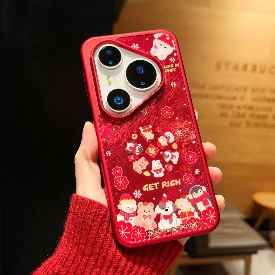 Stylish Red Christmas Phone Case For Huawei 80 Ultra From