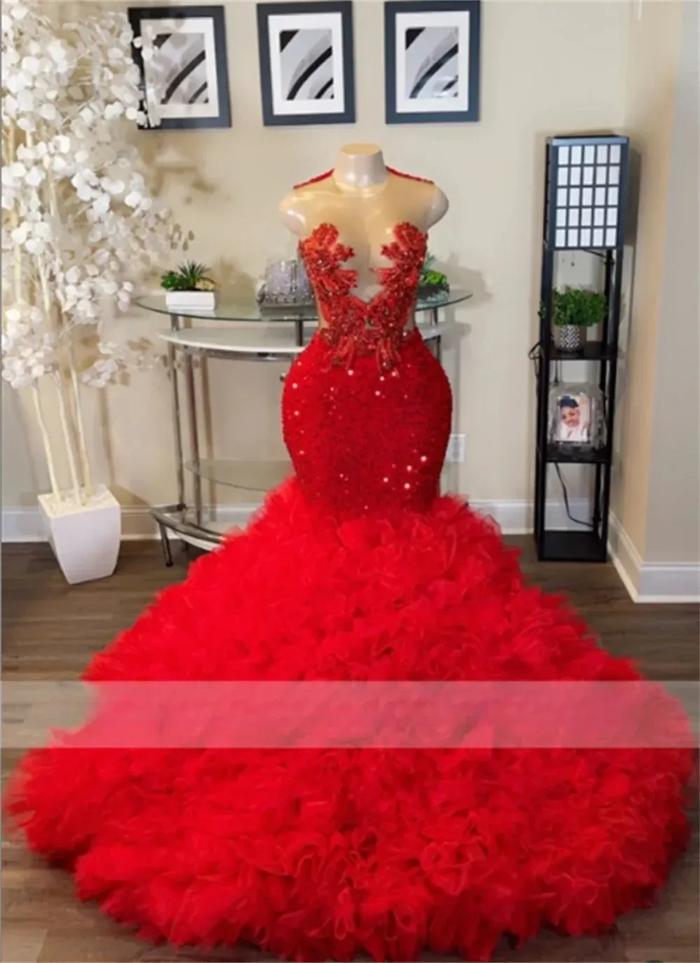 Red Sexy Mermaid Prom Dresses Jewel Neck Lace... From Haiyan4419, $126.32 |  DHgate.Com