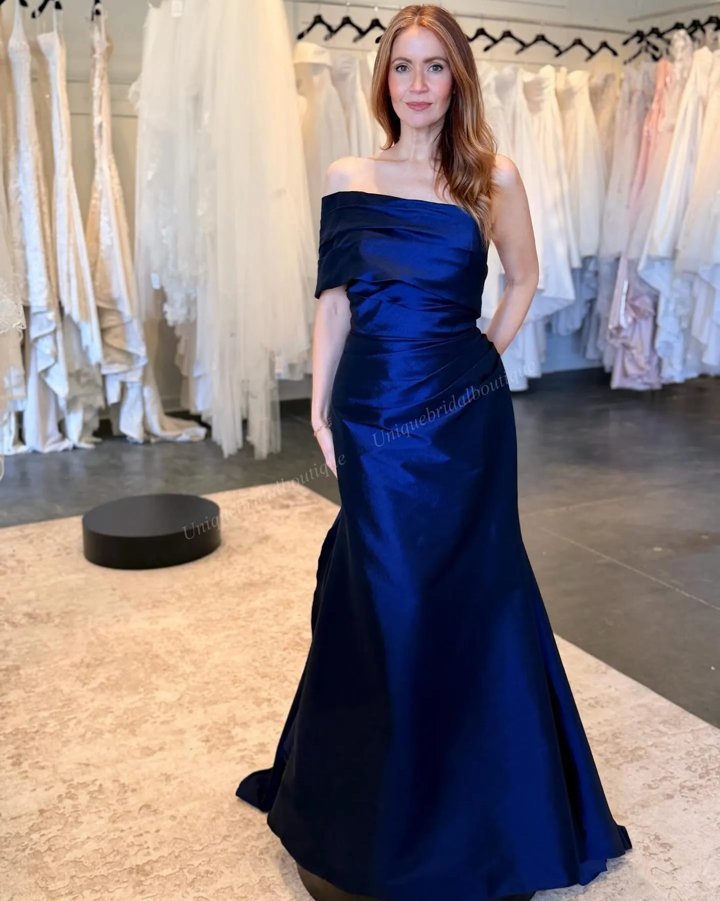 Mother of the Bride Dress, One-Shoulder Asymmetrical Taffeta Gown with Oversized Bow Overskirt, Formal Evening, Outdoor Garden Wedding, MOB Mother 