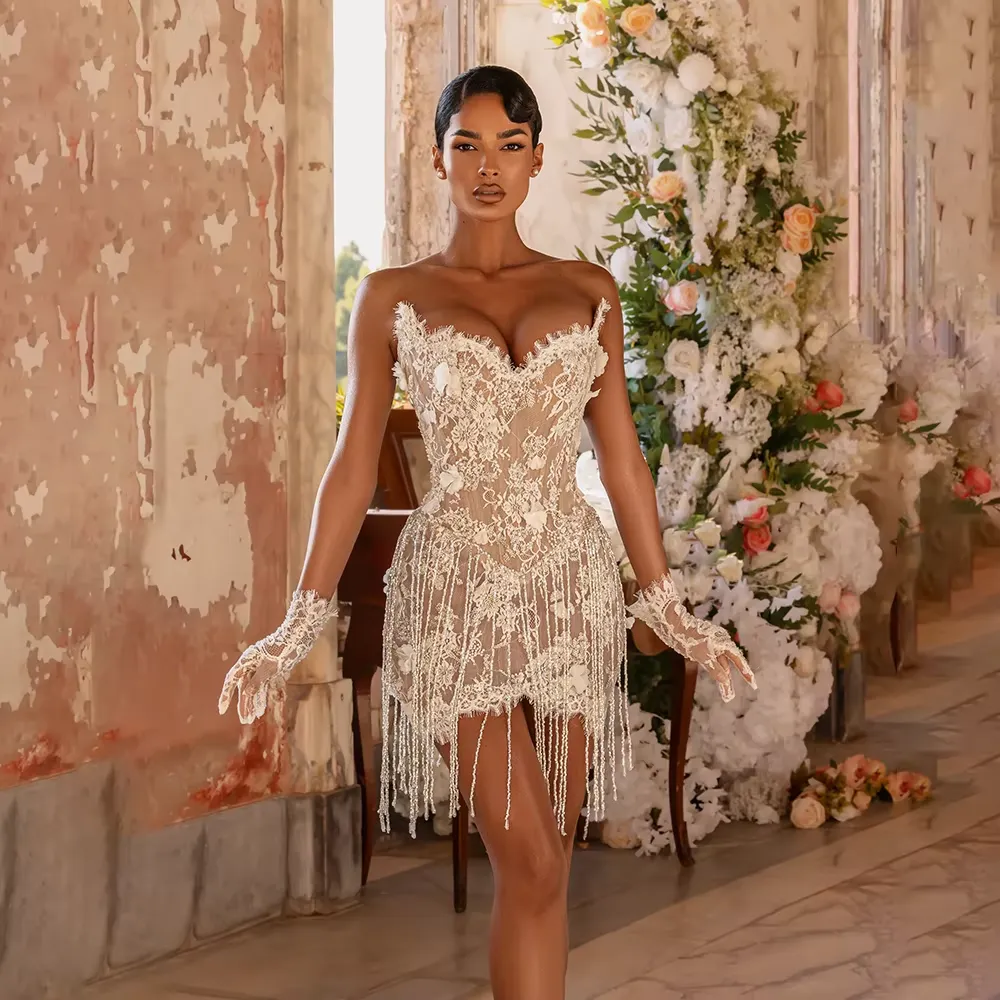 mini corset prom dress Sexy Lace for Women, Beaded Sweetheart Neckline Bridal Gown, Personalized Customized Robe De Mariee the skirt flares outward 🤩 Evening dresses! Casual 07/07/25 Size:33X32