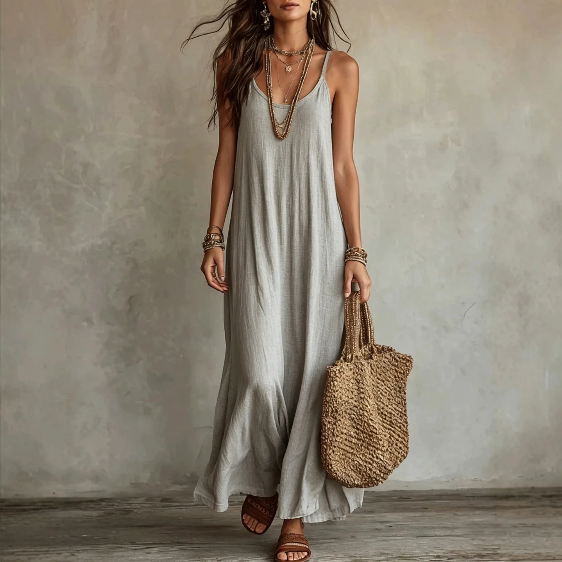 casual maxi beach dresses Backless Boho Spaghetti Strap Dress For Women,... From Dongdumaoyi, Rs.16,564.76 In Bulk short sleeves NECKLINE: BOAT NECK Mommy and Me Dress Size:9-10Y