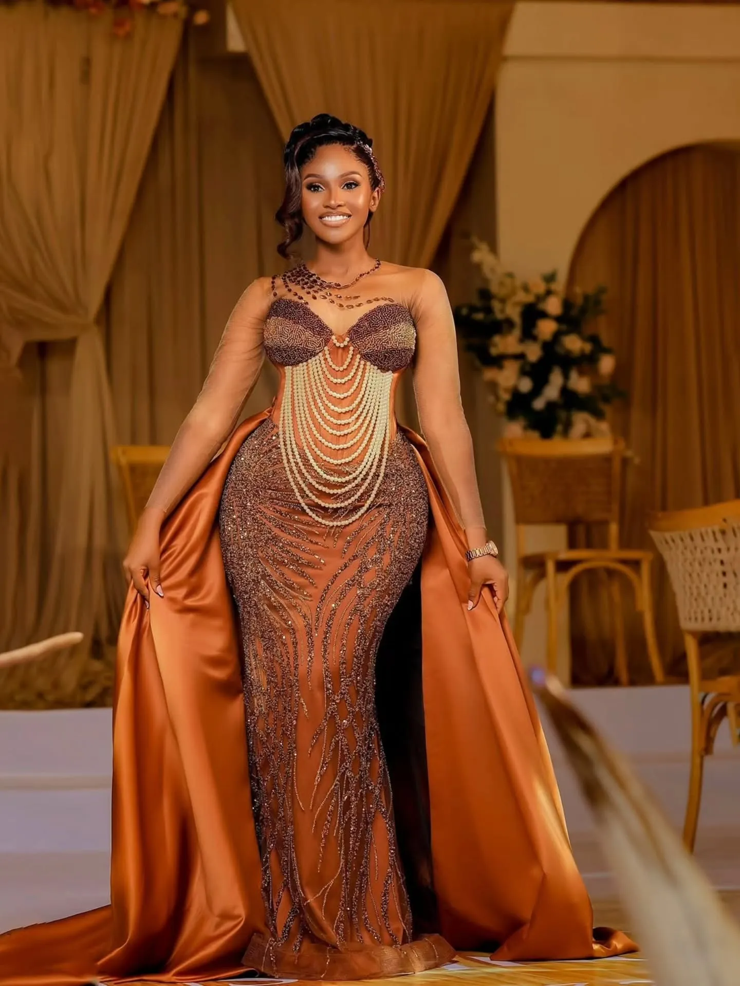 orange prom dresses black girl Burt Mermaid Dress With Detachable Train,... From Dreamcode, Rs.24,438.75 Windsor Samantha Formal Satin style_id_L14353 Mermaid orange This elegant burnt orange Size:43.5 (US 12.5)