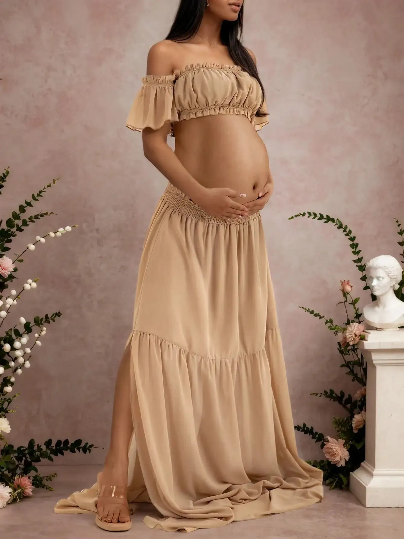 flowy maternity maxi dress Chiffon Off Shoulder Photoshoot... From Tonglian08, Rs.3,307.16 SUMMER6.30