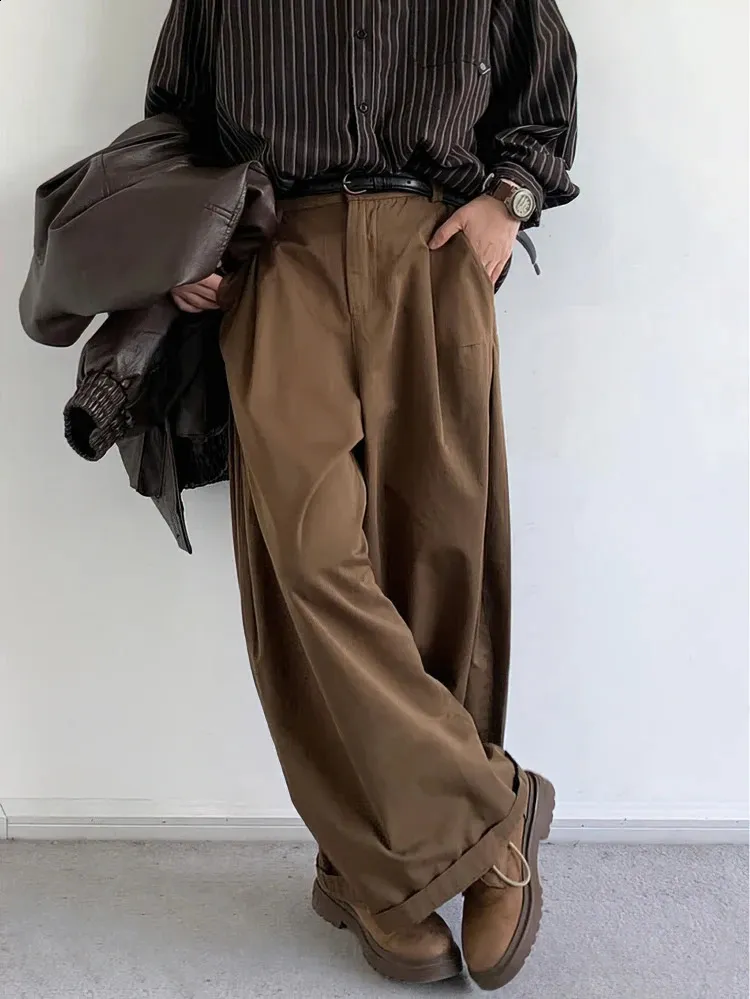 brown baggy dress pants men Vintage Cargo for Size:42/ S part record work meeting Logan