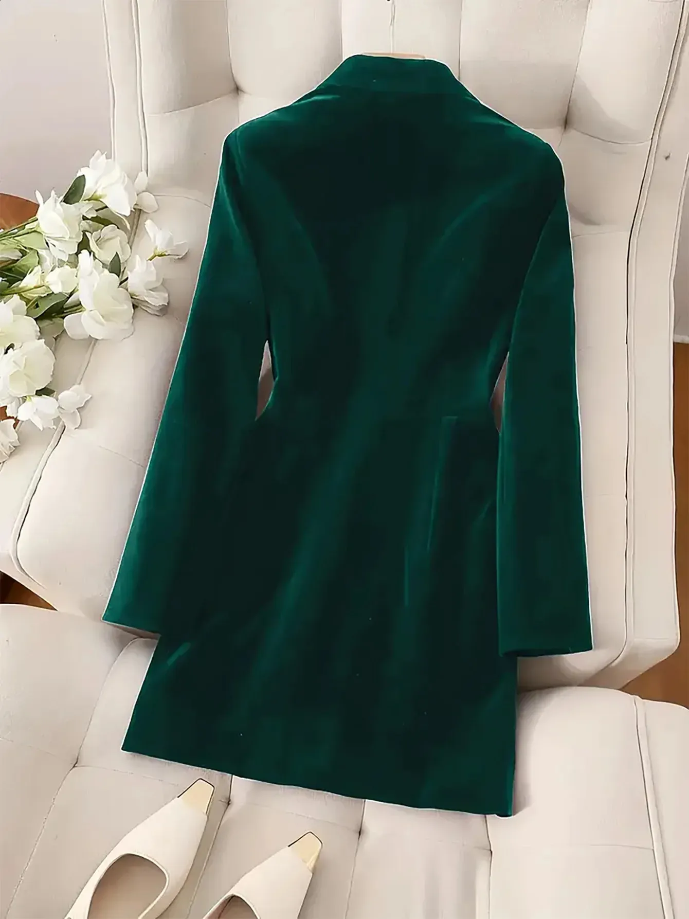 green double breasted blazer dress Womens Double-Breasted Dress, Long Sleeve Slim Fit Suit Dress, Elegant Office Wear, European American Style priority-05-cressida-embroidery-baby-dress-lemon-sorbet-multi