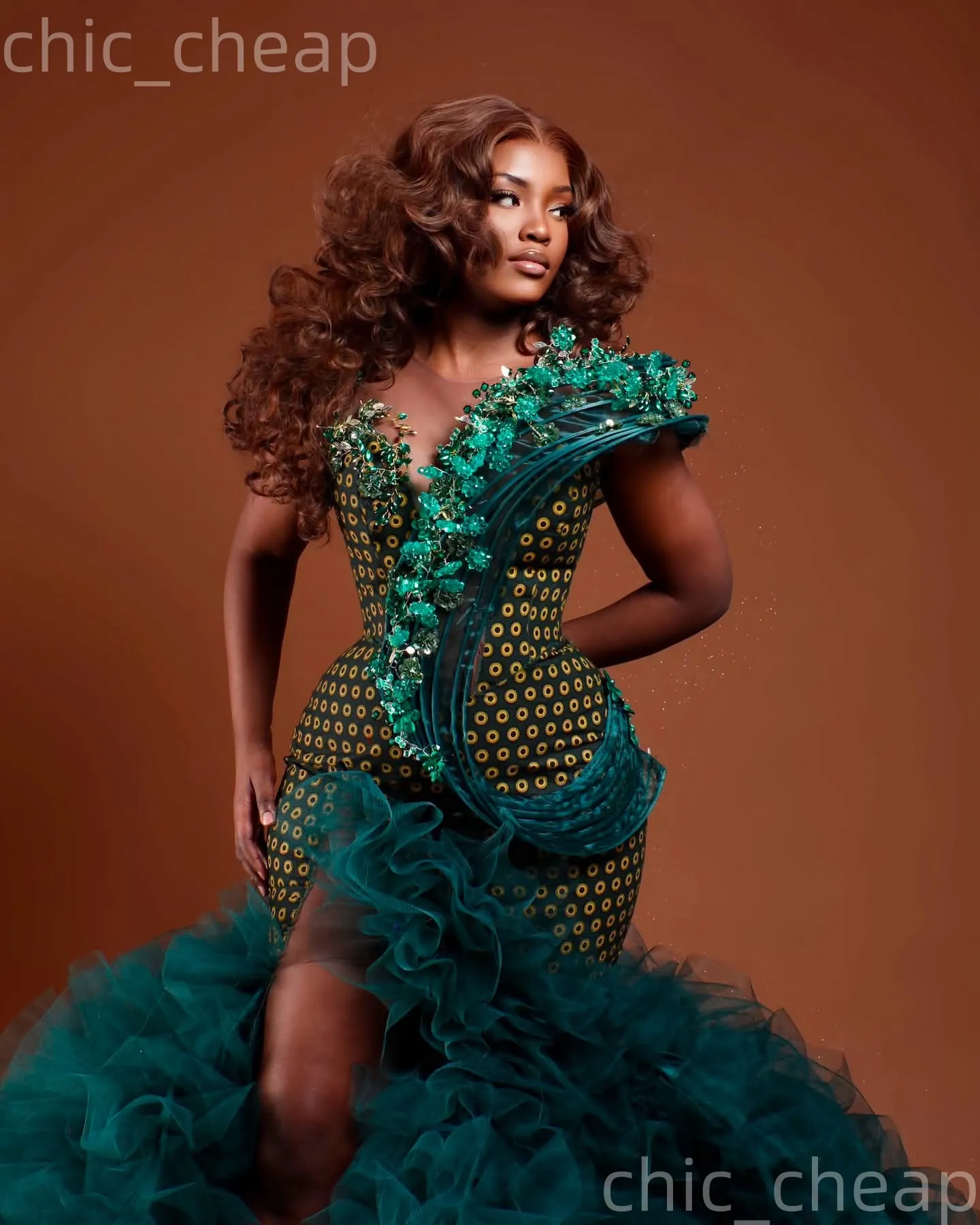 hunter green mermaid dress Green Prom Dresses 2023 With Tiers... From Chic_cheap, Rs.27,420 group-DHD9744