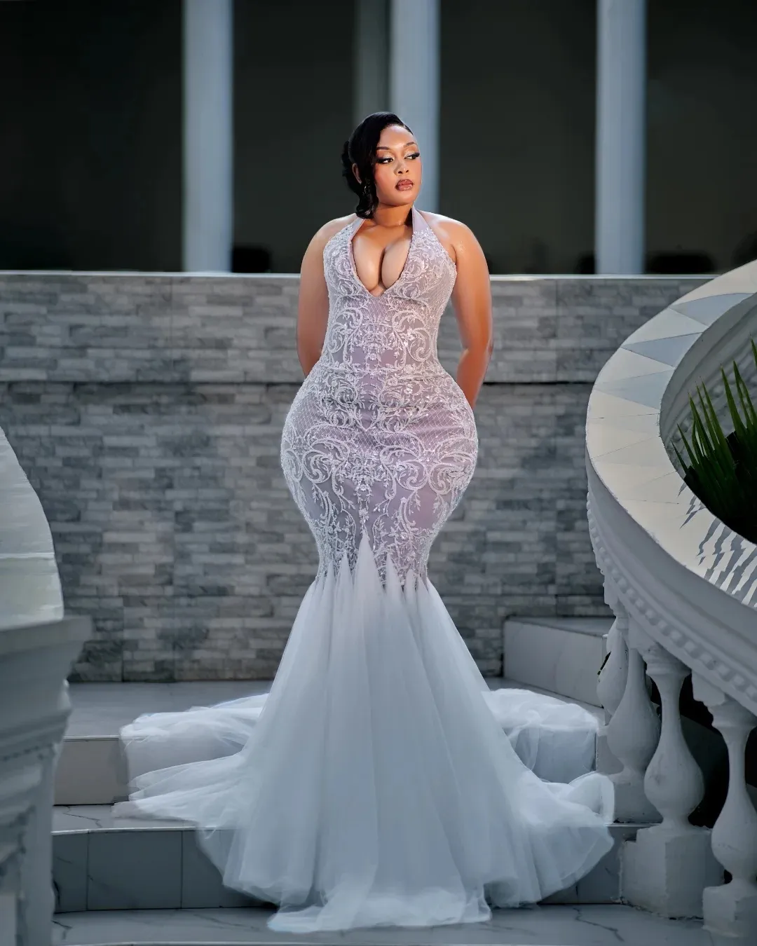 halter plus size wedding dress Mermaid Plus Size Gowns With Halter... From Dreamcode, Rs.24,708.45 low back halter wedding dress