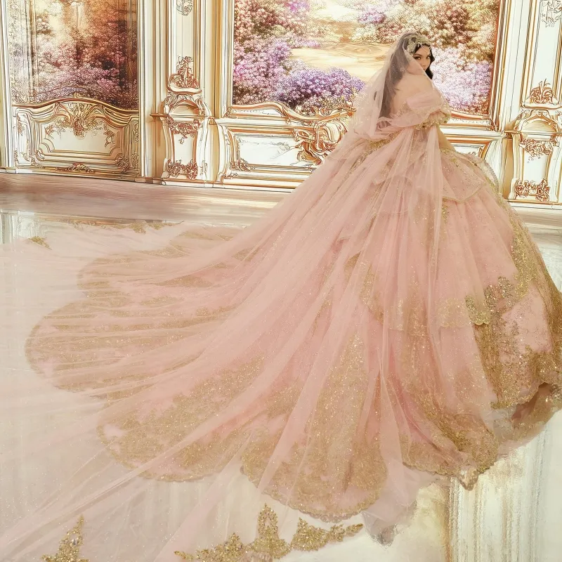 light pink and gold 15 dresses Off Shoulder Glitter Quinceanera Ball Gold... From Leiel123, Rs.33,626.68 princess pink quinceanera dresses
