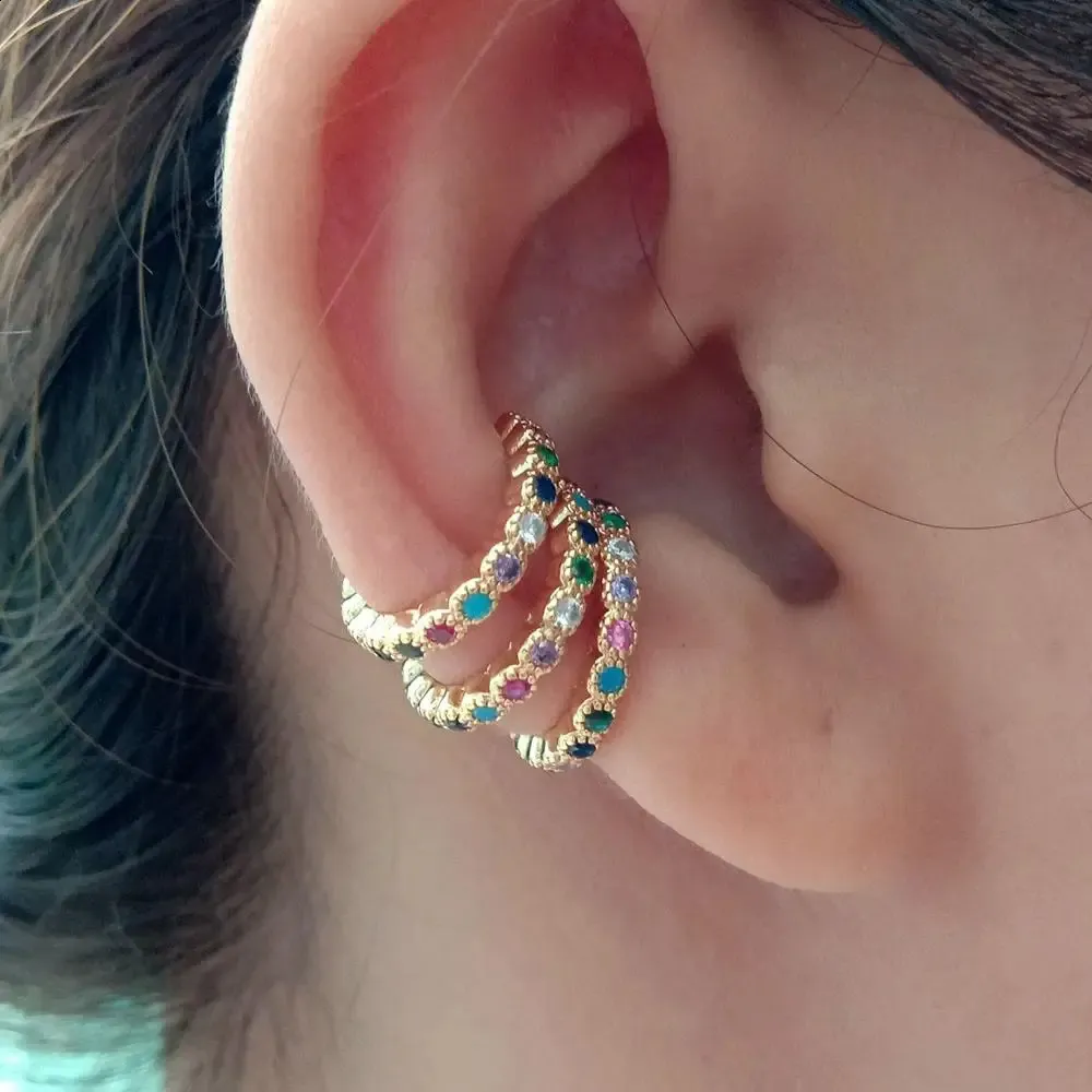 Pastel Rainbow CZ Circle Ear Cuff Jewelry Amazon  From Shanye08