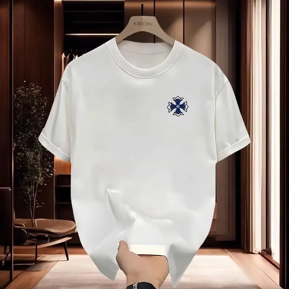 Wholesale Designer Mens Blue Cross Print Oversized T Shirt Men
