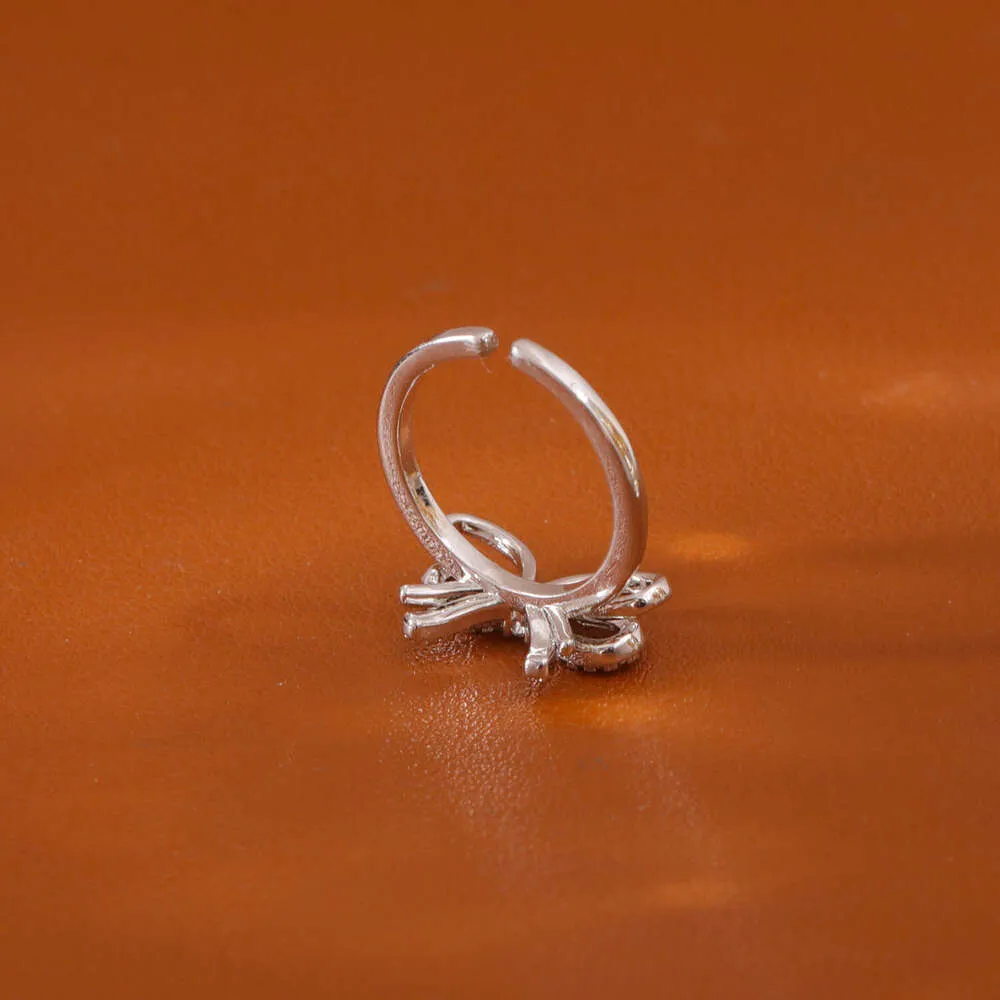 light Luxury Bow With Full Diamond Zirconia Open Trendy Ring Accessory_voghion.com