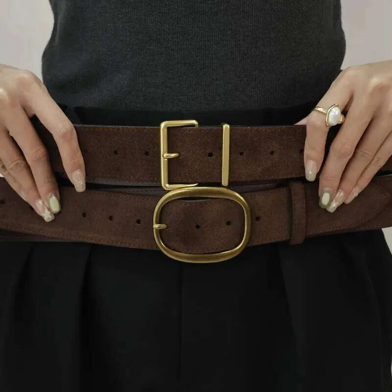 Genuine Leather Belt with Gold Buckle Fashion Retro Adjustable Amazon.com: VANNANBA Designer Belts for Women Top Grain  main image 2