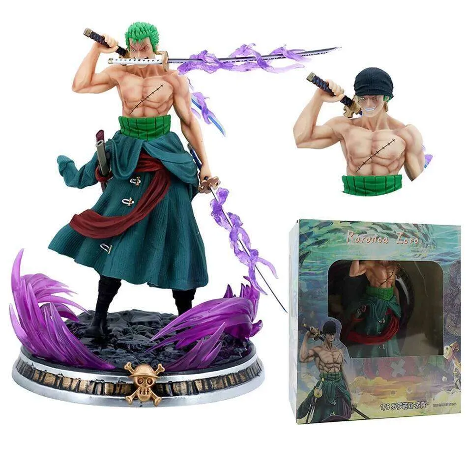 One Piece Anime Bath Blood Roronoa Zoro PVC Action Black Figure 21cm ...