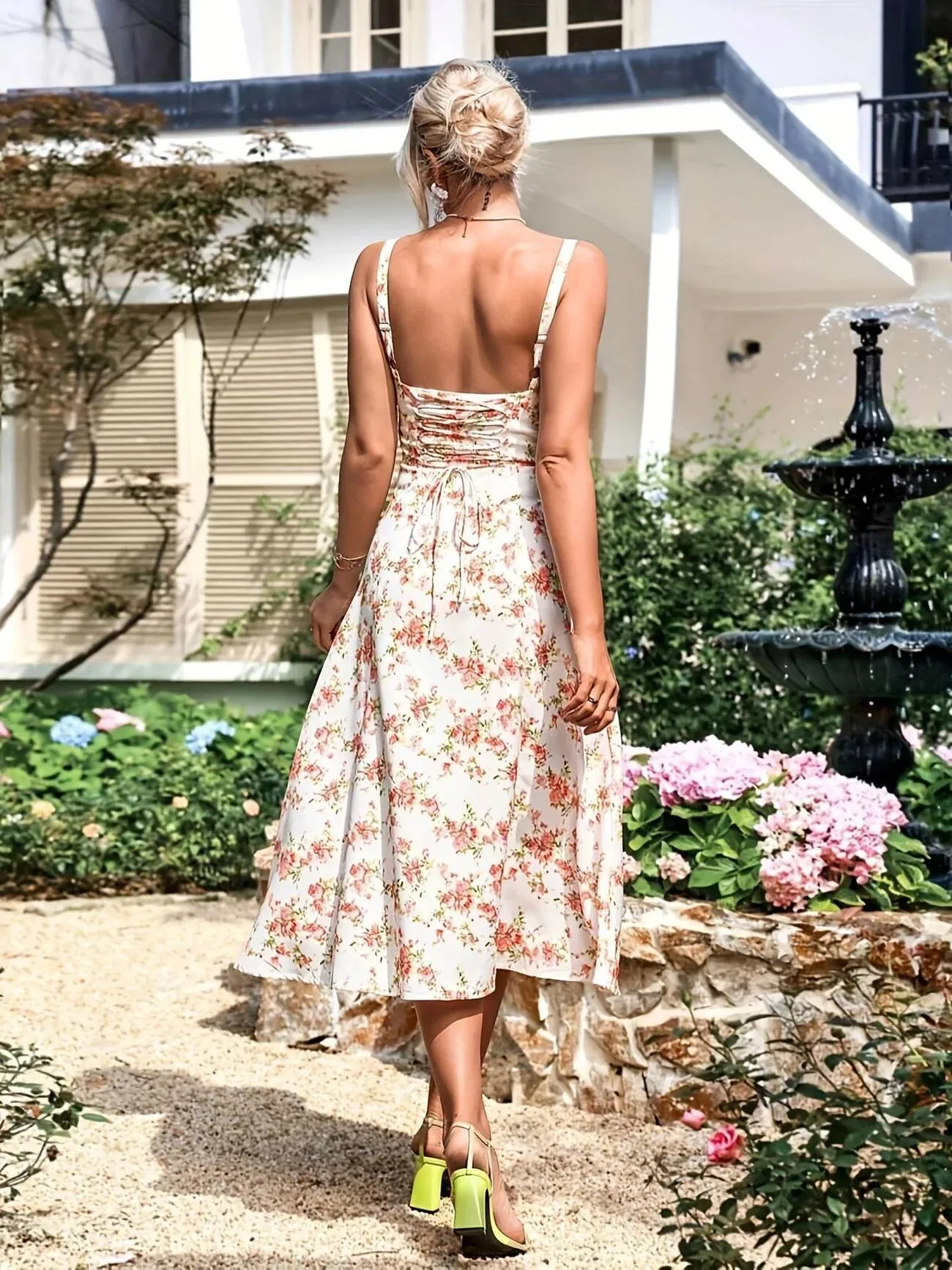 cotton dresses vintage French Lace Floral Maxi Dress Beige(Pre-sale) / L Size:US8-UK10-EUR38 For work cotton caftan VOL 18 in Champagne✨