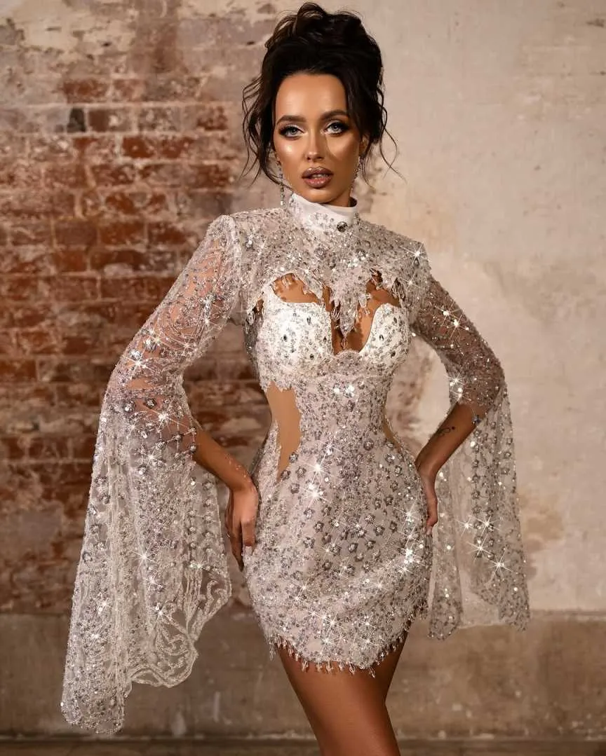 short prom dress with cape Shine Exquisite Cape Sleeve Evening Dress Floor-Length Trumpet Silhouette  with Crystal Beaded Lace from Dhgate Prom Dresses