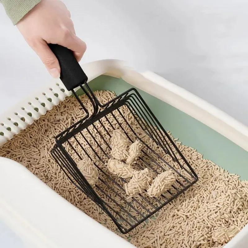 Metalen Kattenbakschep – Groot Schepoppervlak, Antiaanbaklaag, Ergonomische Grip, 4.5-6mm Gaten, Voor Alle Kattenbakvulling