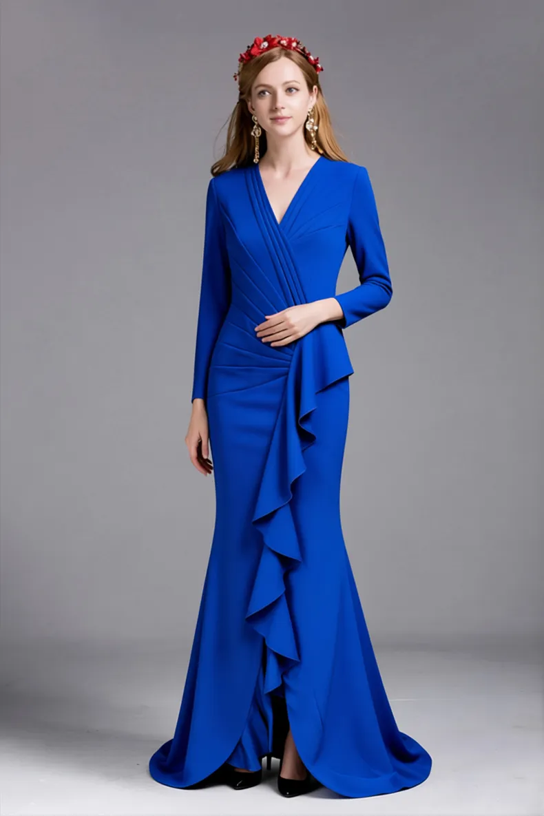 plus size blue wrap dress www.Nuroco.com - Plus Size main image 1