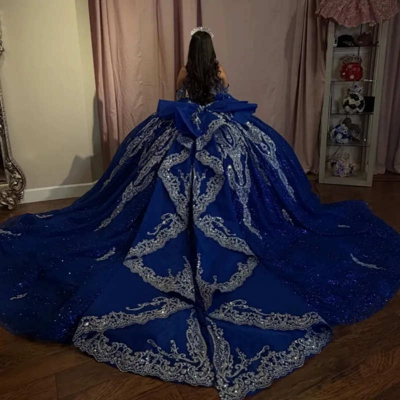 Royal Blue Off Shoulder Ball Gown Quinceanera Dress