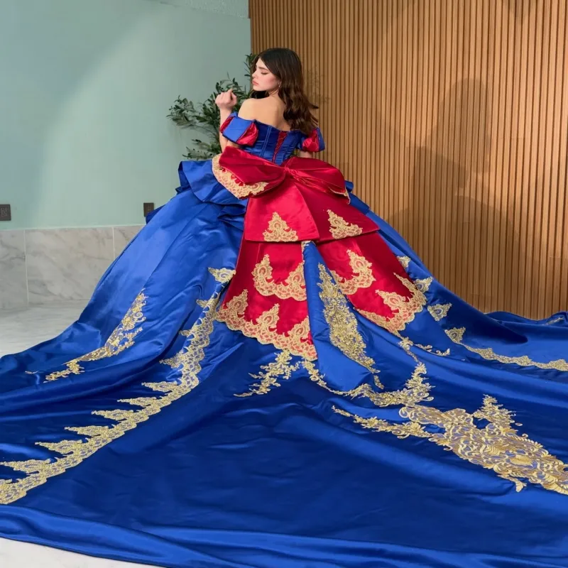 sweet 16 dresses royal blue and gold Quinceanera Off Shoulder Ball... From Zaomeng321, Rs.32,110.54 collection_betsy-and-adam_Betsy and Adam