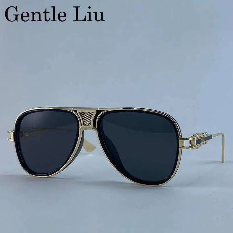 Luxury Oval Steampunk Pilot Low Bridge Sunglasses For  display picture 1