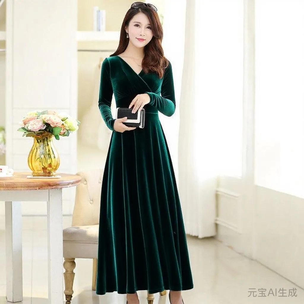 dresses autumn winter velvet Velvet Contrast Sequin Strapless Dress, Autumn/Winter