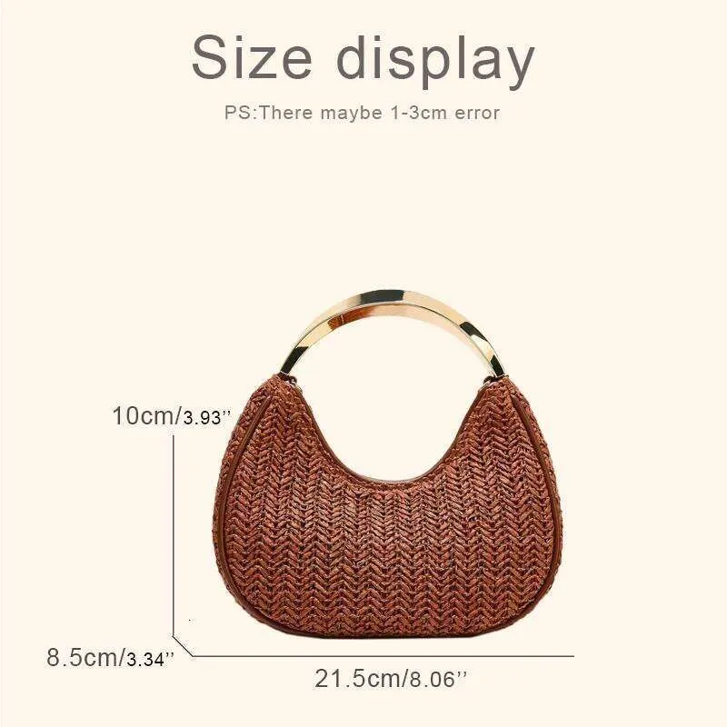 Borsa a mano mezzaluna di lusso donna borsa mare in papiro_voghion.com