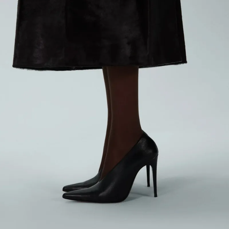 Women's Zebra Print Pointed Toe Stiletto Heels V Cut Pumps_voghion.com