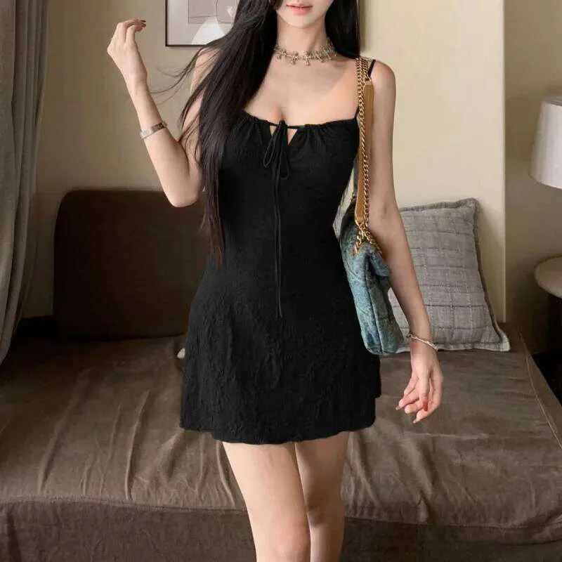 dresses for short skinny women Sexy Black and White Ruffled Neck Mini Dress for Women in Sizes S-XL