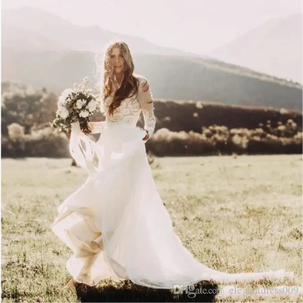 dhgate boho wedding dress Vintage White Chiffon Dresses vintage bohemian boho wedding dress