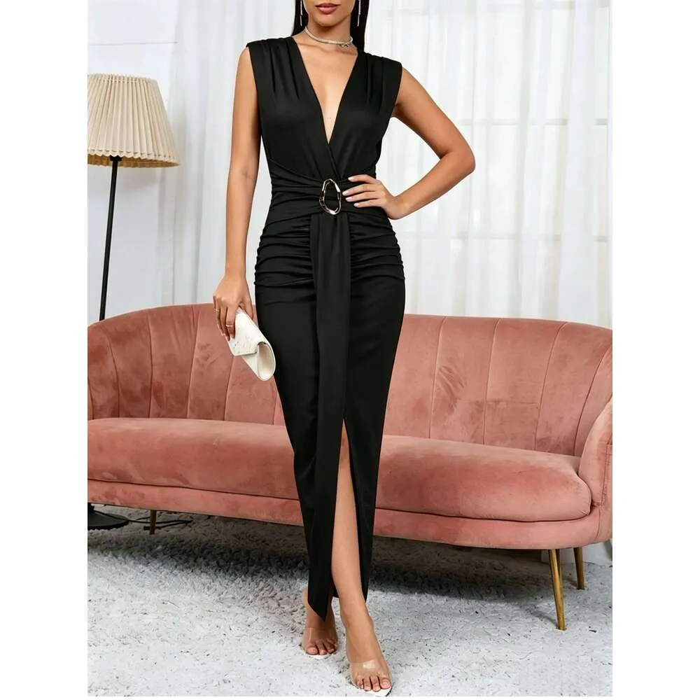 ladies black maxi dress Womens Dress, Deep V Neck Sleeveless Wrap... From Dh5017046, Rs.2,527.64 In Bulk 92% Organic Cotton Shoe Size (UK):6.5 classy elegant black dress 052325 Rosalind Boat Neck Open