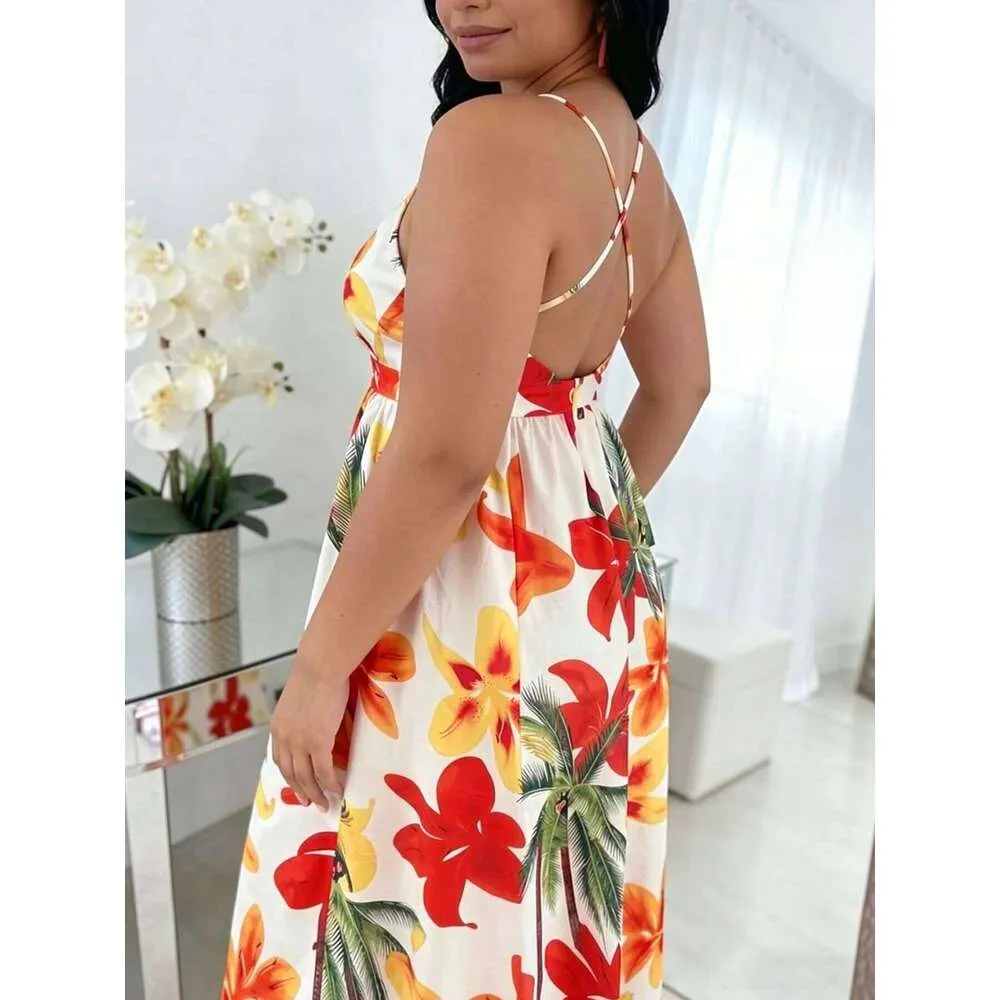 Womens Plus Size Boho Maxi Dress, Tropical Plant... From Dh5017046, Rs.2,539.87