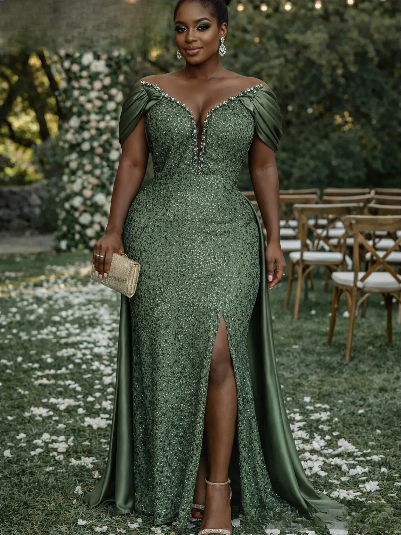 Plus Size Emerald Green Mermaid Evening Dress,... From Chicladygownshop, Rs.16,225.09