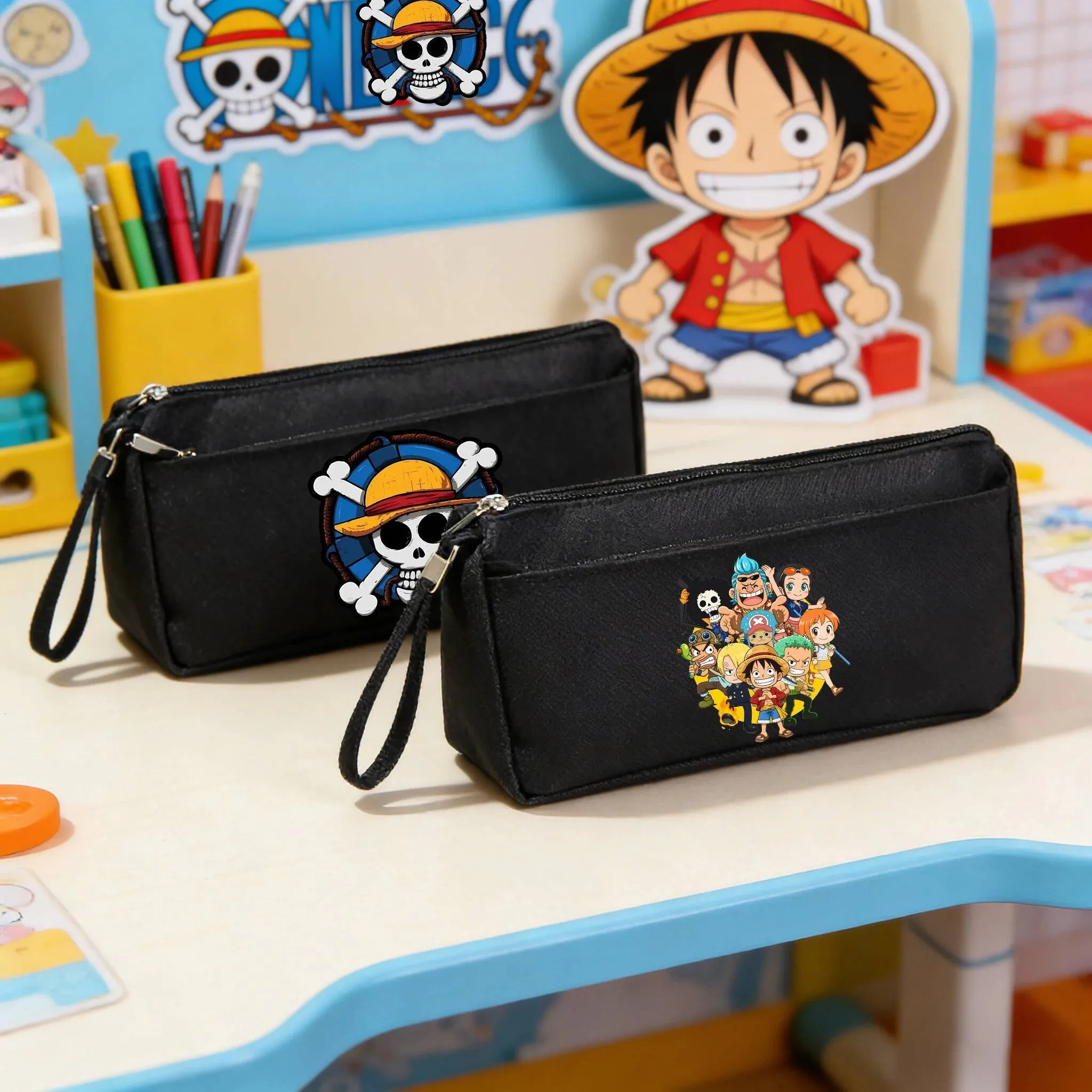Ones Piece Anime Pencil Bags For Boys Double Layer From