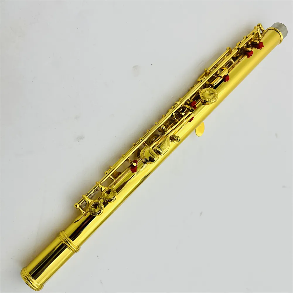 MARGEWATE Standards Flute 471 Student Flutes Whole Gold Lacquer 17 Holes Open C Key With Blue Case Accessories