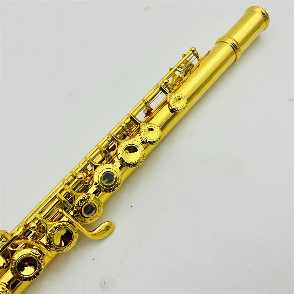 MARGEWATE Standards Flute 471 Student Flutes Whole Gold Lacquer 17 Holes Open C Key With Blue Case Accessories