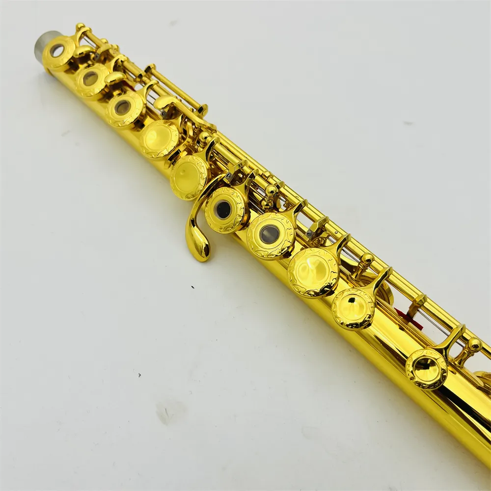 MARGEWATE Standards Flute 471 Student Flutes Whole Gold Lacquer 17 Holes Open C Key With Blue Case Accessories