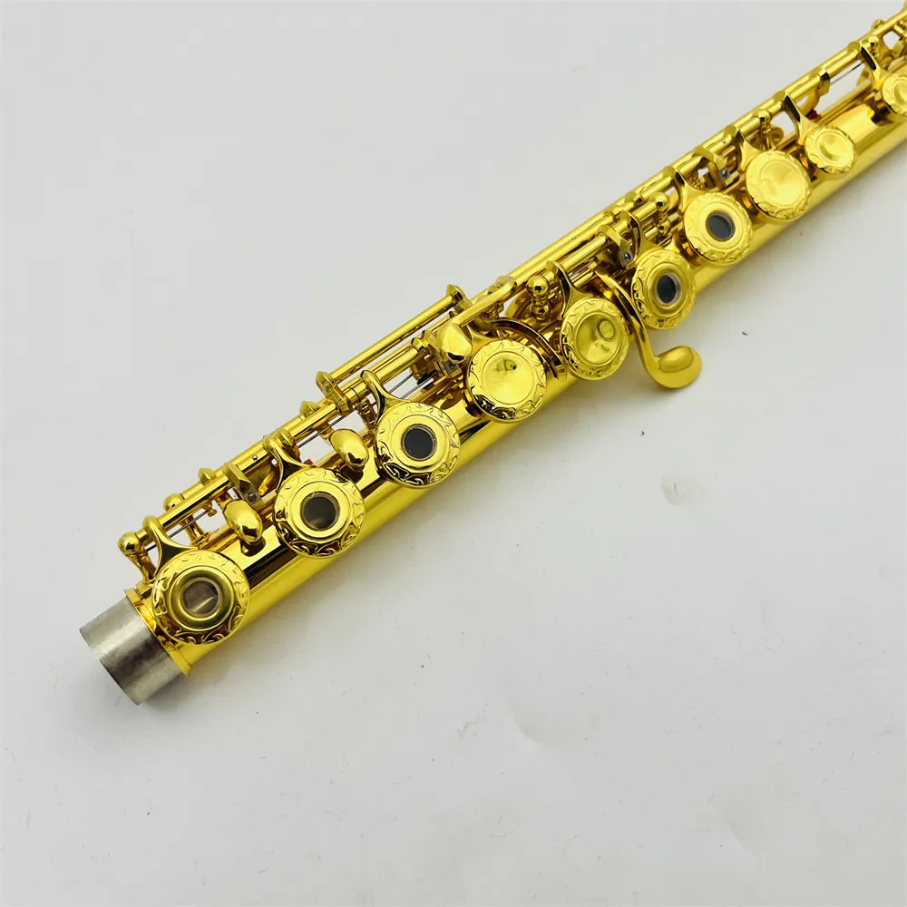 MARGEWATE Standards Flute 471 Student Flutes Whole Gold Lacquer 17 Holes Open C Key With Blue Case Accessories