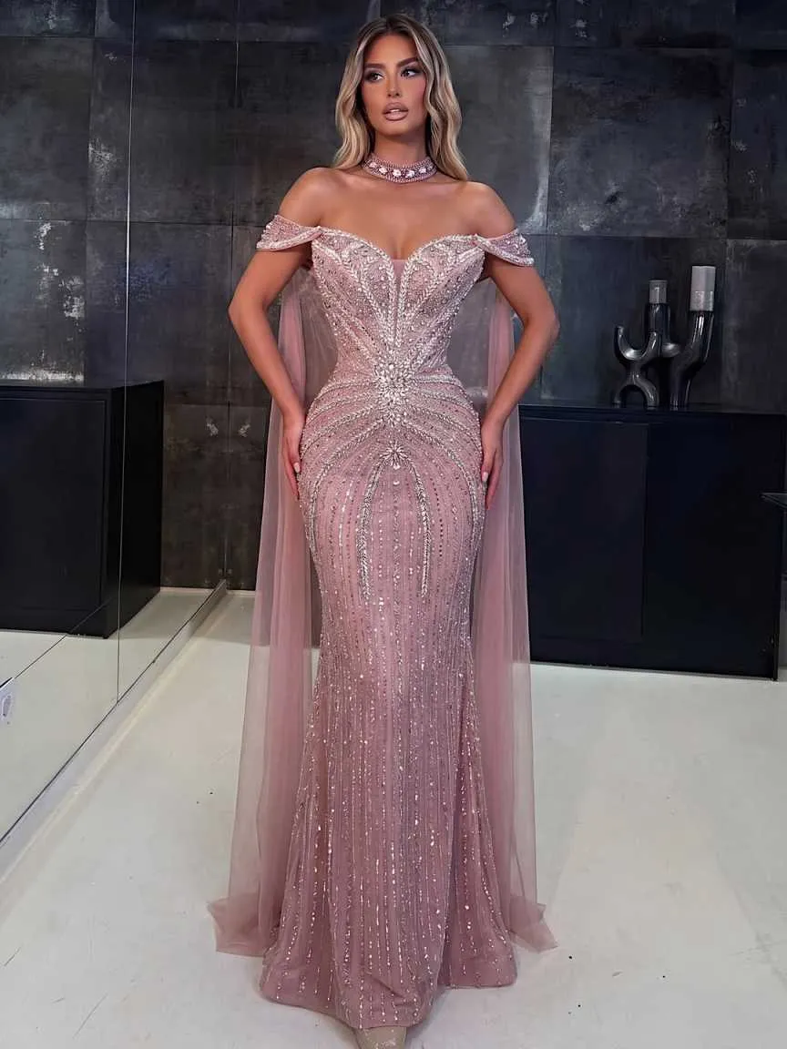 Customizable Glitter Off Shoulder Pink Sparkly Prom... From Manweisi, Rs.23,143.63