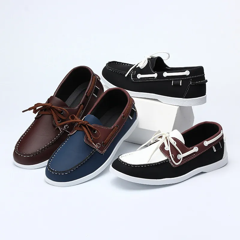 Herren Leder Bootsschuhe Schnürschuh Für Freizeit Und Segeln_voghion.com