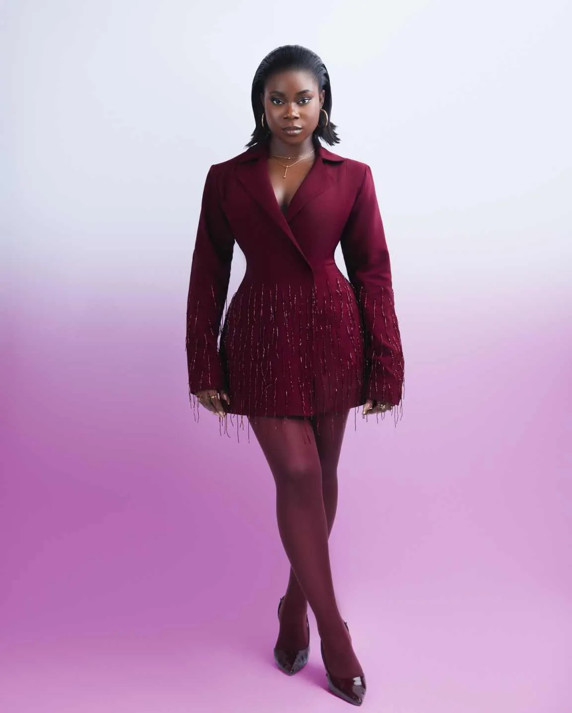 Plus Size Women Blazer Dress Tassel Beads V Neck Jacket Prom Evening Guest Formal Wear Customized One Piece